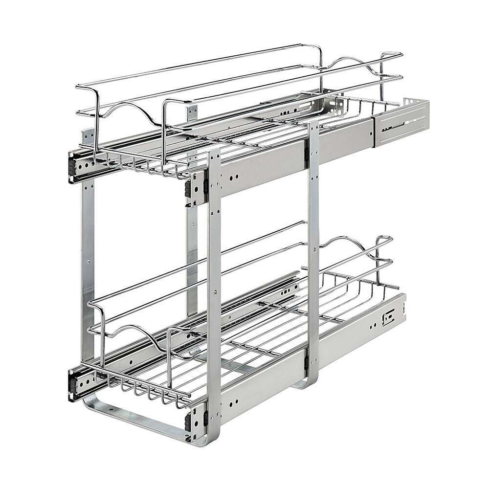 Front. Rev-A-Shelf - Two-Tier Kitchen Storage Wire Basket - Chrome.