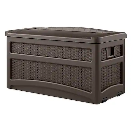 Front. Suncast - Outdoor Garden Patio Storage Chest with Handles and Seat - Java.