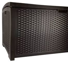 Suncast - Backyard Patio Garden Garage Home Wicker Resin Pool Box - Mocha
