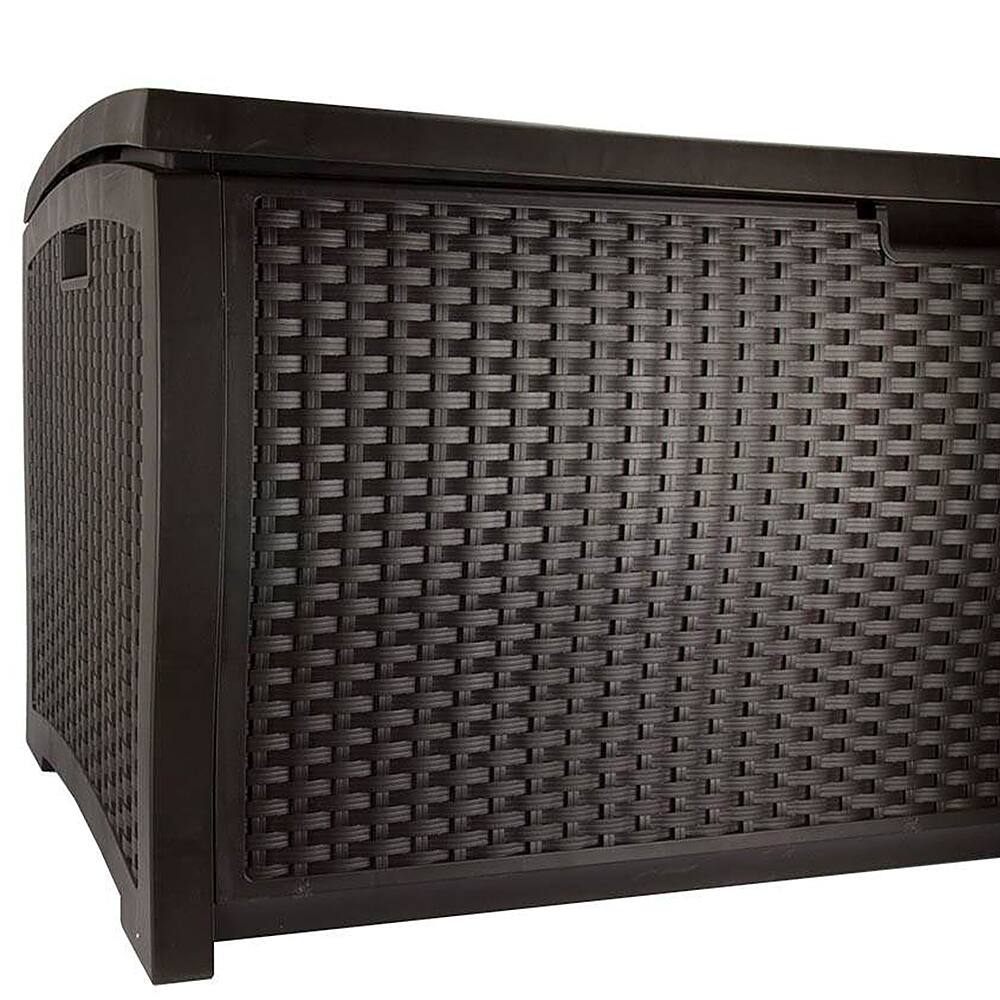 Alt View 11. Suncast - Backyard Patio Garden Garage Home Wicker Resin Pool Box - Mocha.