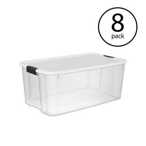 Sterilite - Ultra Latching Clear Plastic Storage Tote Container, 8 Pack