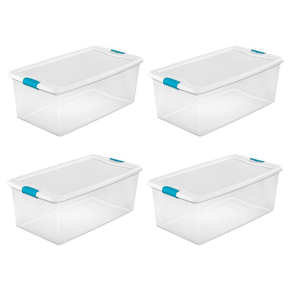 Alt View 11. Sterilite - Clear Plastic Latching Lid Storage Tote Container, 4 Pack.