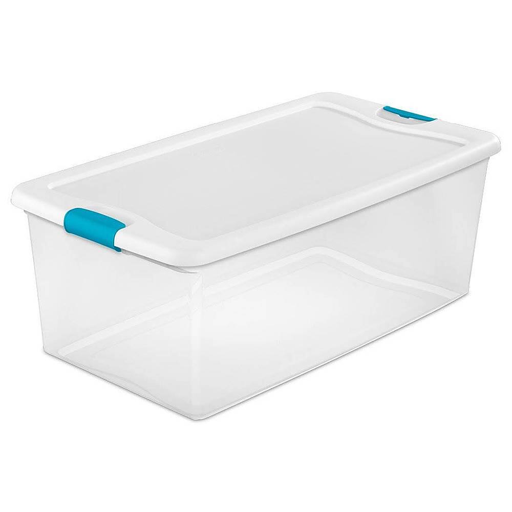 Alt View 12. Sterilite - Clear Plastic Latching Lid Storage Tote Container, 4 Pack.