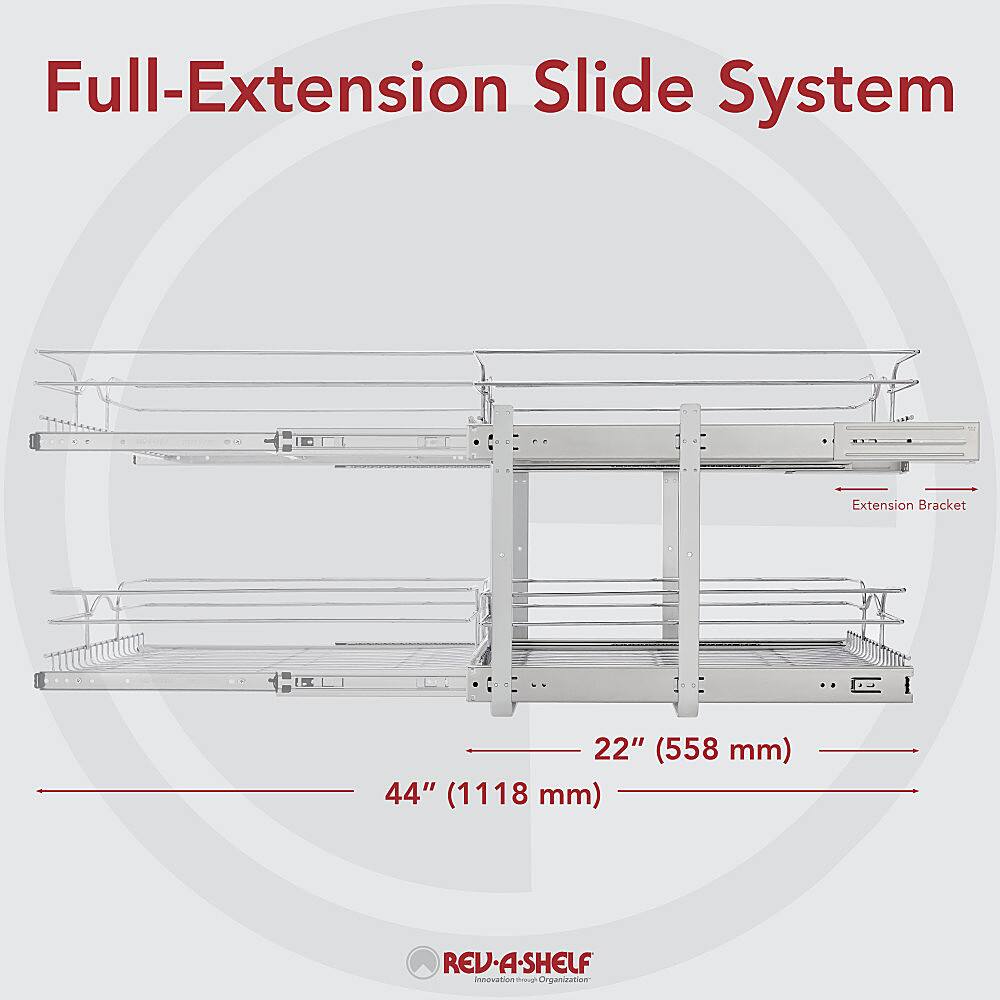 Alt View 14. Rev-A-Shelf - Two-Tier Kitchen Storage Wire Basket - Chrome.