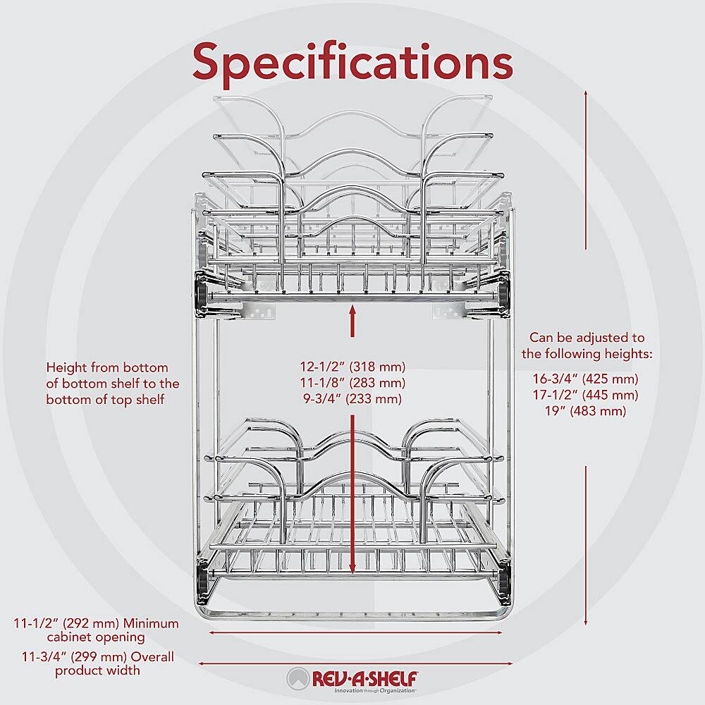 Alt View 16. Rev-A-Shelf - Two-Tier Kitchen Storage Wire Basket - Chrome.