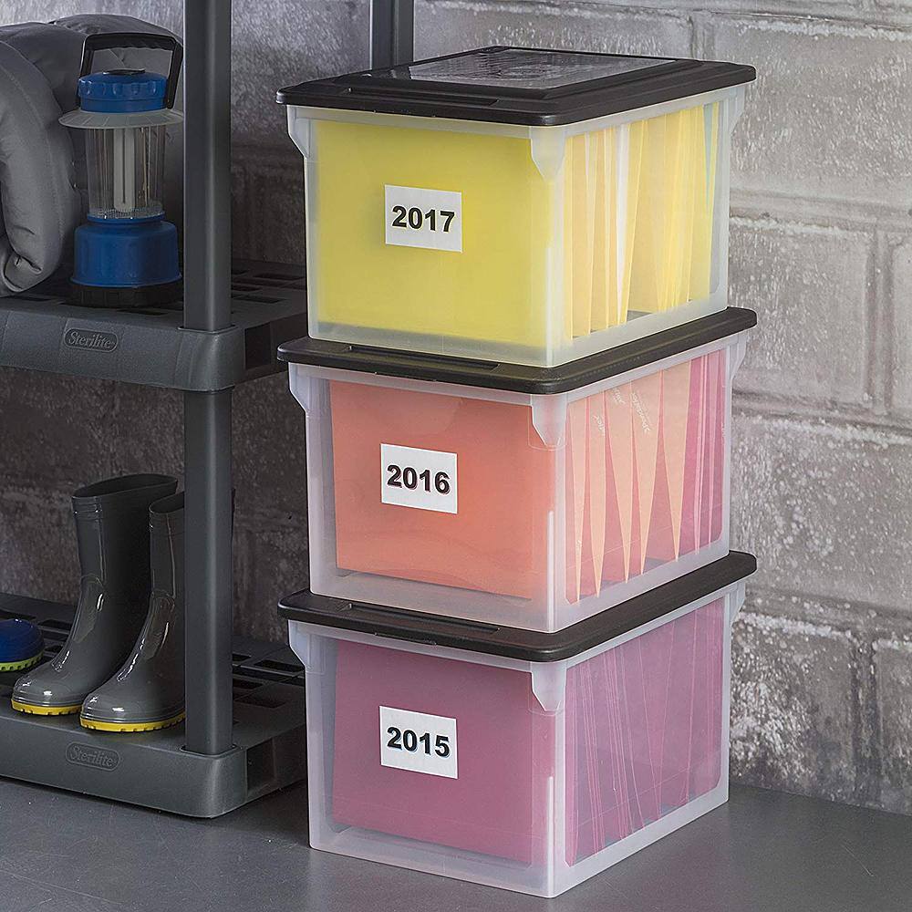 Alt View 13. Sterilite - Convenient Versatile Clear Organizing Storage File Box w/Lid (4 Pack).