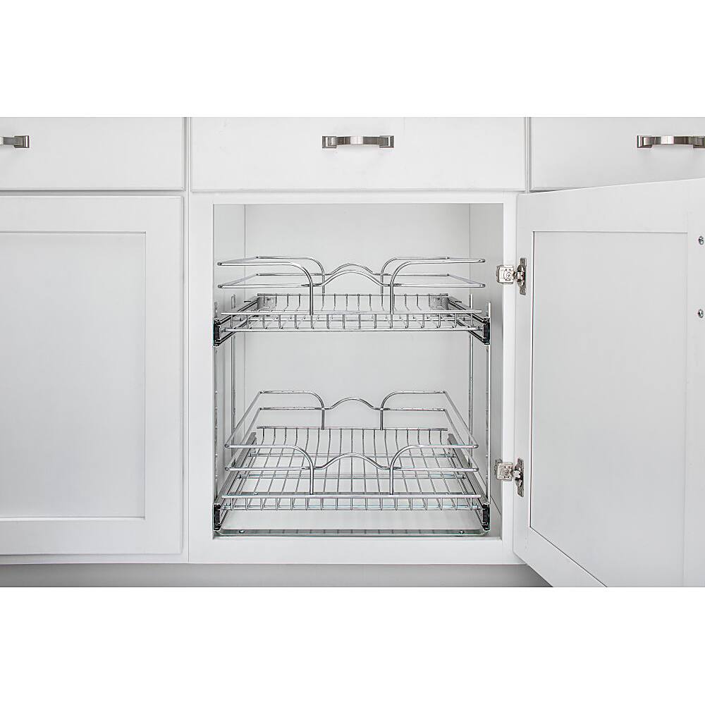 Alt View 12. Rev-A-Shelf - Two-Tier Kitchen Storage Wire Basket - Chrome.