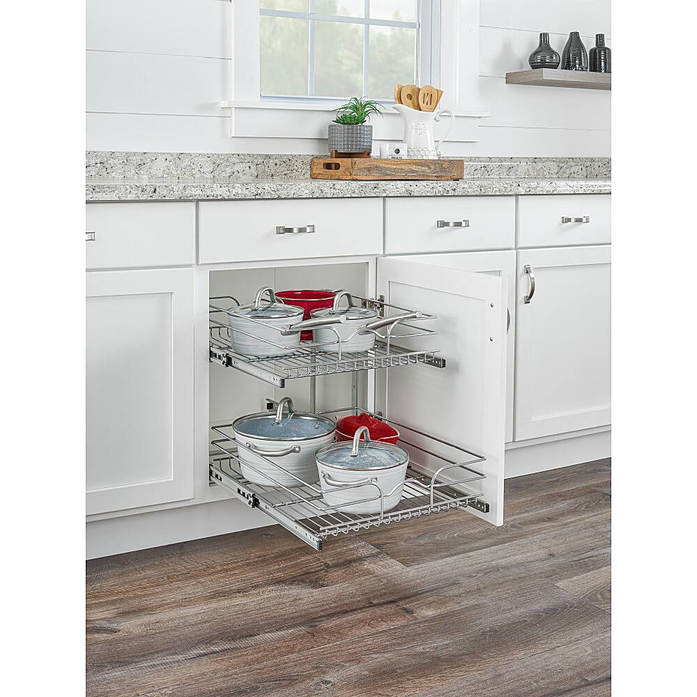 Alt View 13. Rev-A-Shelf - Two-Tier Kitchen Storage Wire Basket - Chrome.