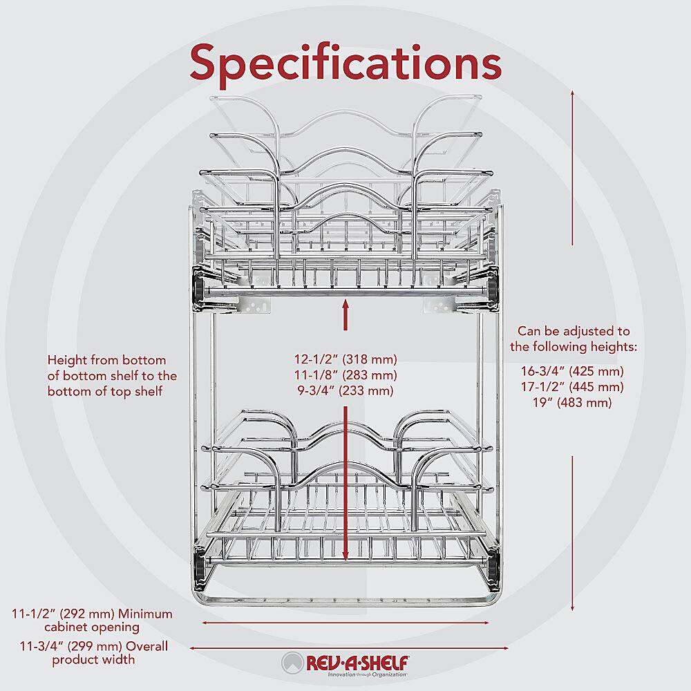 Alt View 15. Rev-A-Shelf - Two-Tier Kitchen Storage Wire Basket - Chrome.