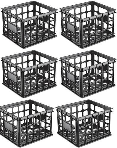 Sterilite - Plastic Storage Box Milk Crate Containers Home (6 Pack)