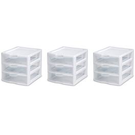 Sterilite - Clear Plastic Stackable Small 3-Drawer Storage System (3 Pack)