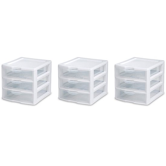 Sterilite Clear Plastic Stackable Small, Stacking Desk Drawers