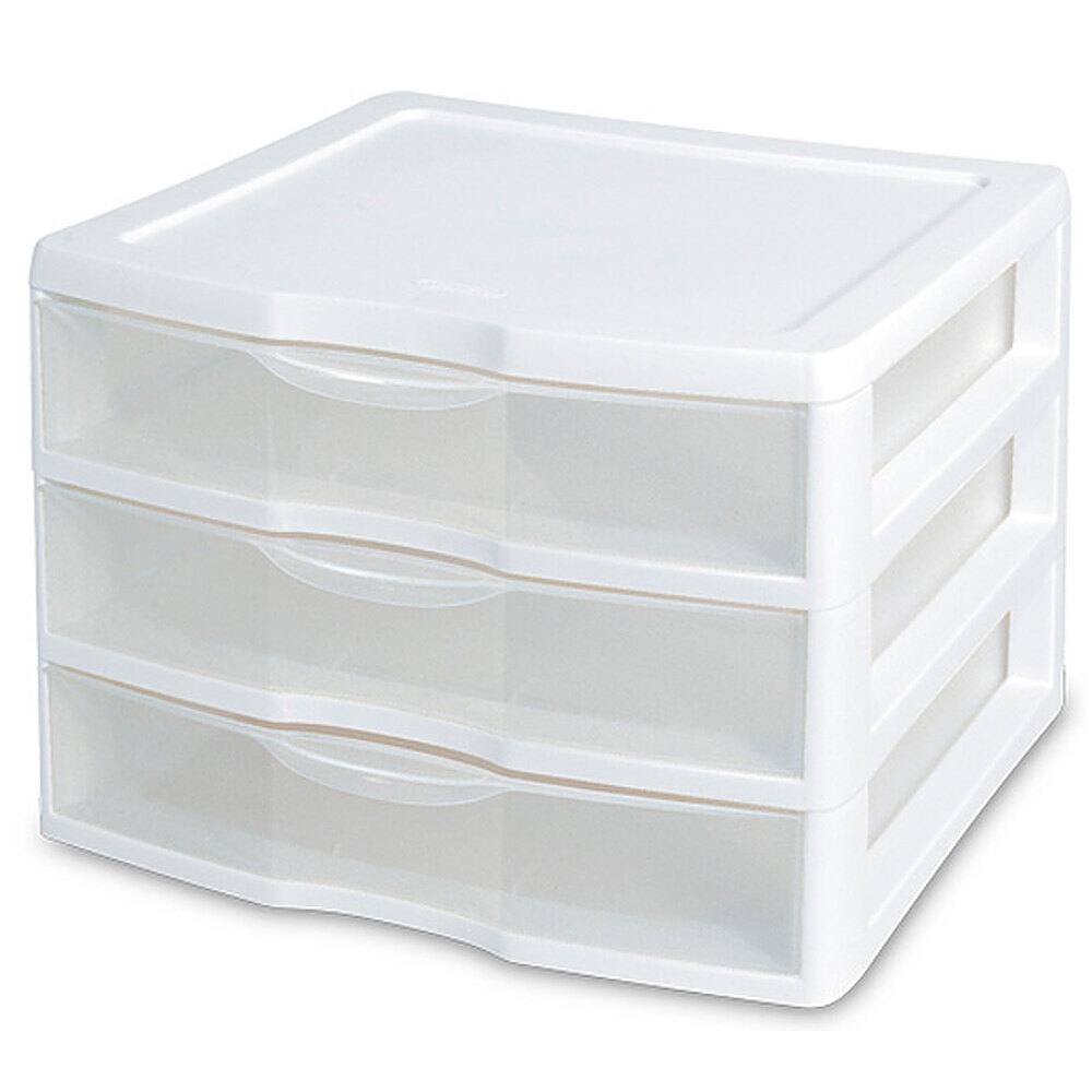 Alt View 12. Sterilite - Clear Plastic Stackable Small 3-Drawer Storage System (3 Pack).