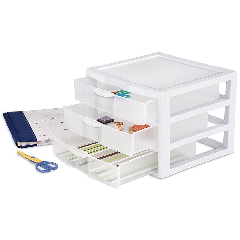 Alt View 13. Sterilite - Clear Plastic Stackable Small 3-Drawer Storage System (3 Pack).
