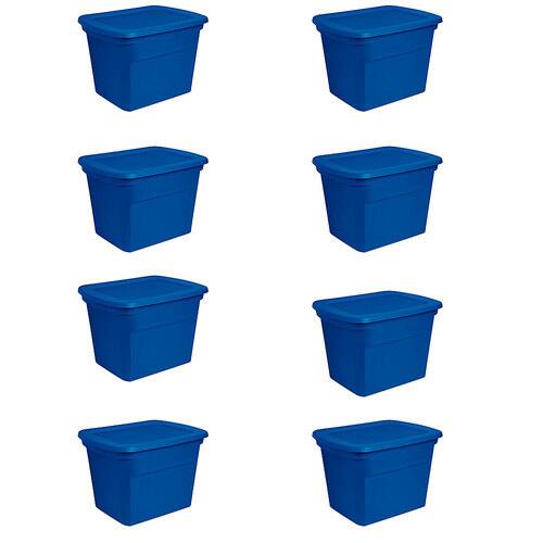 Sterilite - Plastic Stackable Storage Tote Container Box(8 Pack) - Blue