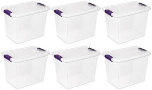 Sterilite - ClearView Clear Plastic Stacking Storage Container (6 Pack) - Front_Zoom