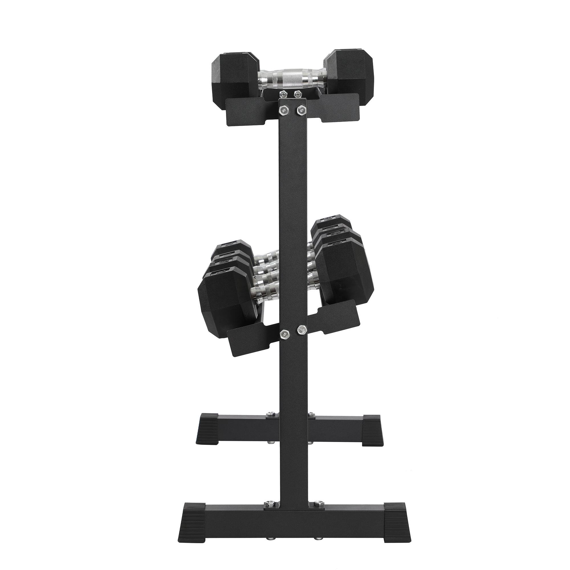Alt View 5. HolaHatha - HolaHatha 150 Pound Rubber Encased Dumbbell Strength Training Weight Set w/ Rack - Black.