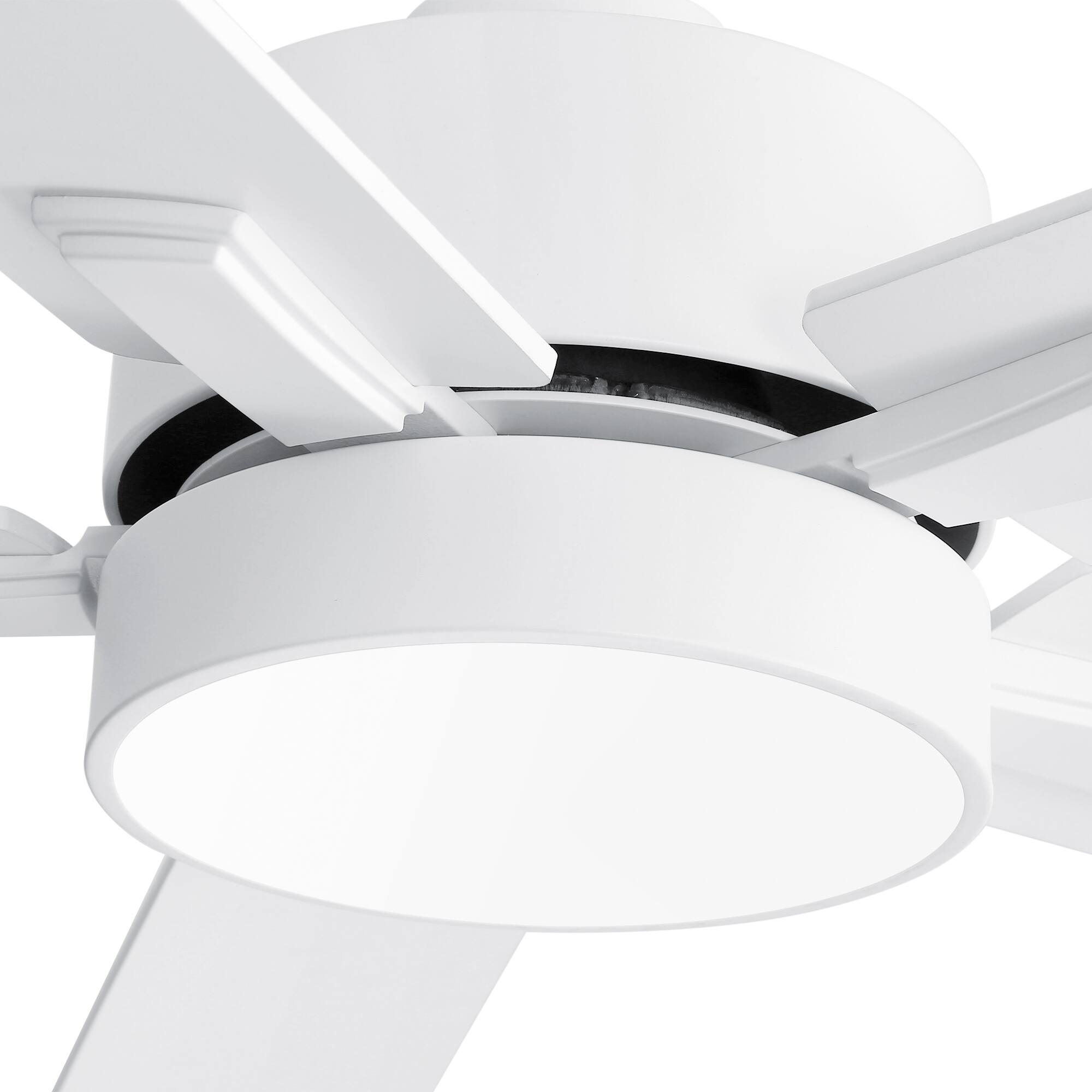Alt View 9. Breezary - 52" Modern Indoor Ceiling Fan with LED Light, 5 Reversible Plywood Blades, 6-Speed DC Motor, Remote, Timer, 5" Downrod - White.