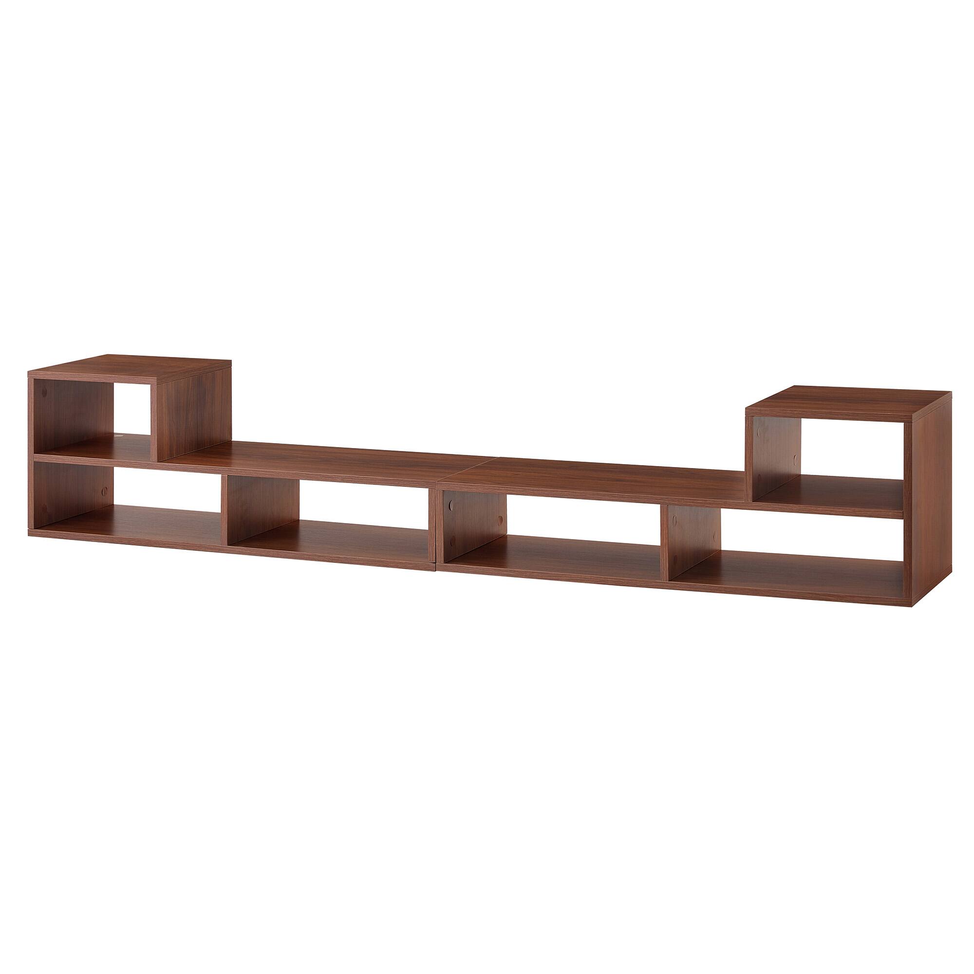 Alt View 7. Loheer - Loheer- Dark Walnut Modular TV Stand Adjustable Free Combination Media Console for Living Room 0.98ft W x 1.12ft H - Wood.