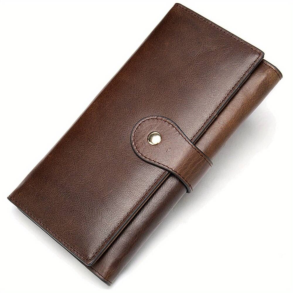 Front. Auledio - Long Wallet for Women, Luxurious PU Leather Credit Card Holder, Vintage Purse Clutch, Ideal Gift For Women Men, Brown - brown.