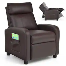 Gymax - Kids Recliner Chair Adjustable Leather Sofa Armchair w/ Footrest Side Pocket Brown - Brown