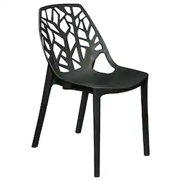 LeisureMod - Cornelia Modern Stackable Accent Dining Chair with Cut Out Backrest Design for Dining Rooms or Patios - Solid Black