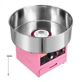 VEVOR - Cotton Candy Machine Commercial 1000W Electric Candy Floss Maker Ideal for Home, Carnival, Birthday, Family Party - Pink