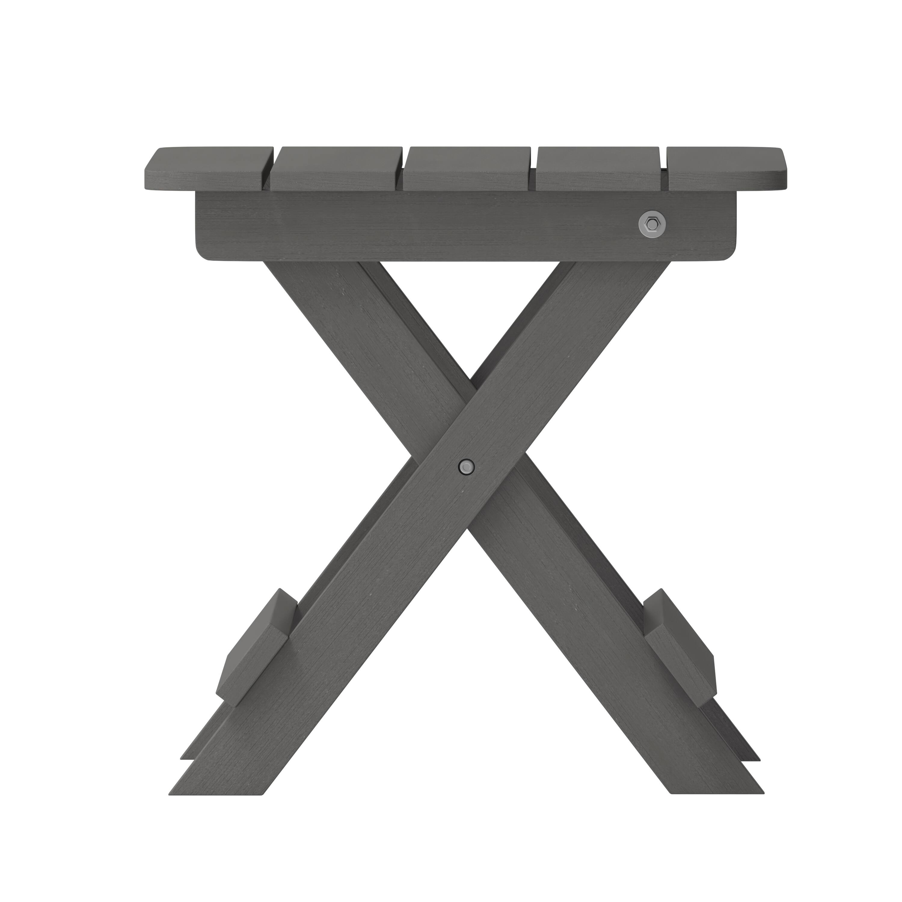 Alt View 8. Emma + Oliver - Haley Portable Folding HDPE Adirondack Side Table for Indoor/Outdoor Use - Gray.