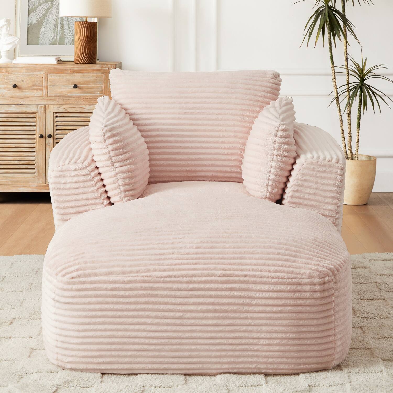 Back. Z-Edge - Corduroy sleeper sofa couch, no assembly needed, Perfect for Living Room/Dorm/Apartment - Pink - Pink.