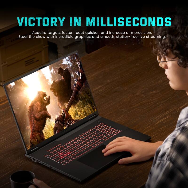 VICTORY IN MILLISECONDS  
Acquire targets faster, react quicker, and increase aim precision.  
Steal the show with incredible graphics and smooth, stutter-free live streaming.