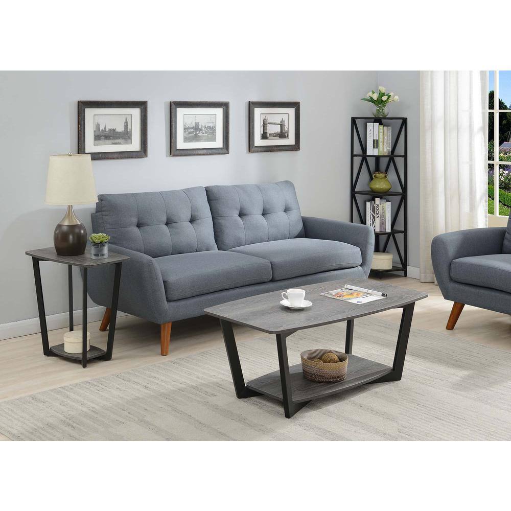 Left. Convenience Concepts - Graystone Coffee Table with Shelf, Weathered Gray/Black Frame - Weathered Gray/Black Frame.