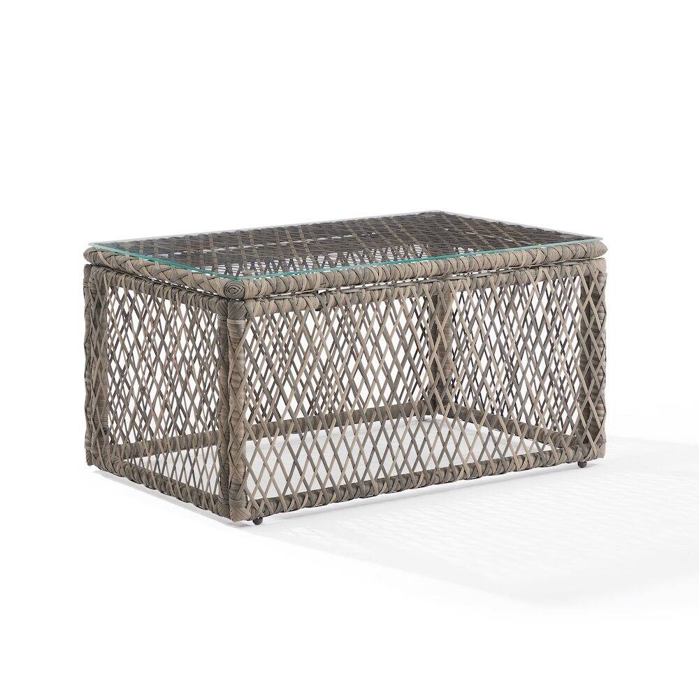 Front. Crosley Furniture - Granite Bay Wicker Outdoor Coffee Table - Brown.