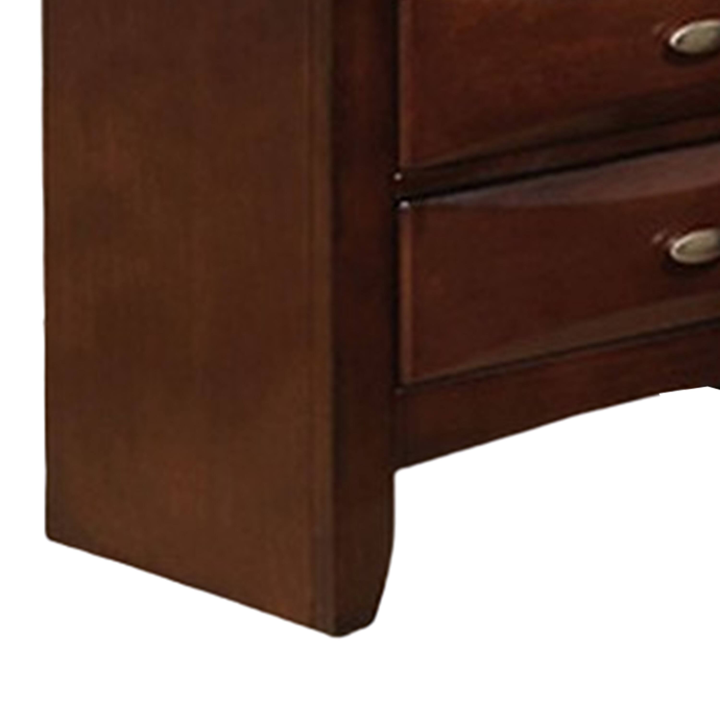 Alt View 2. Manhattan Lane - Simo Nightstand, Spacious Top, Nickel, 3 Drawers, Solid Wood - Cherry Brown, Nickel.