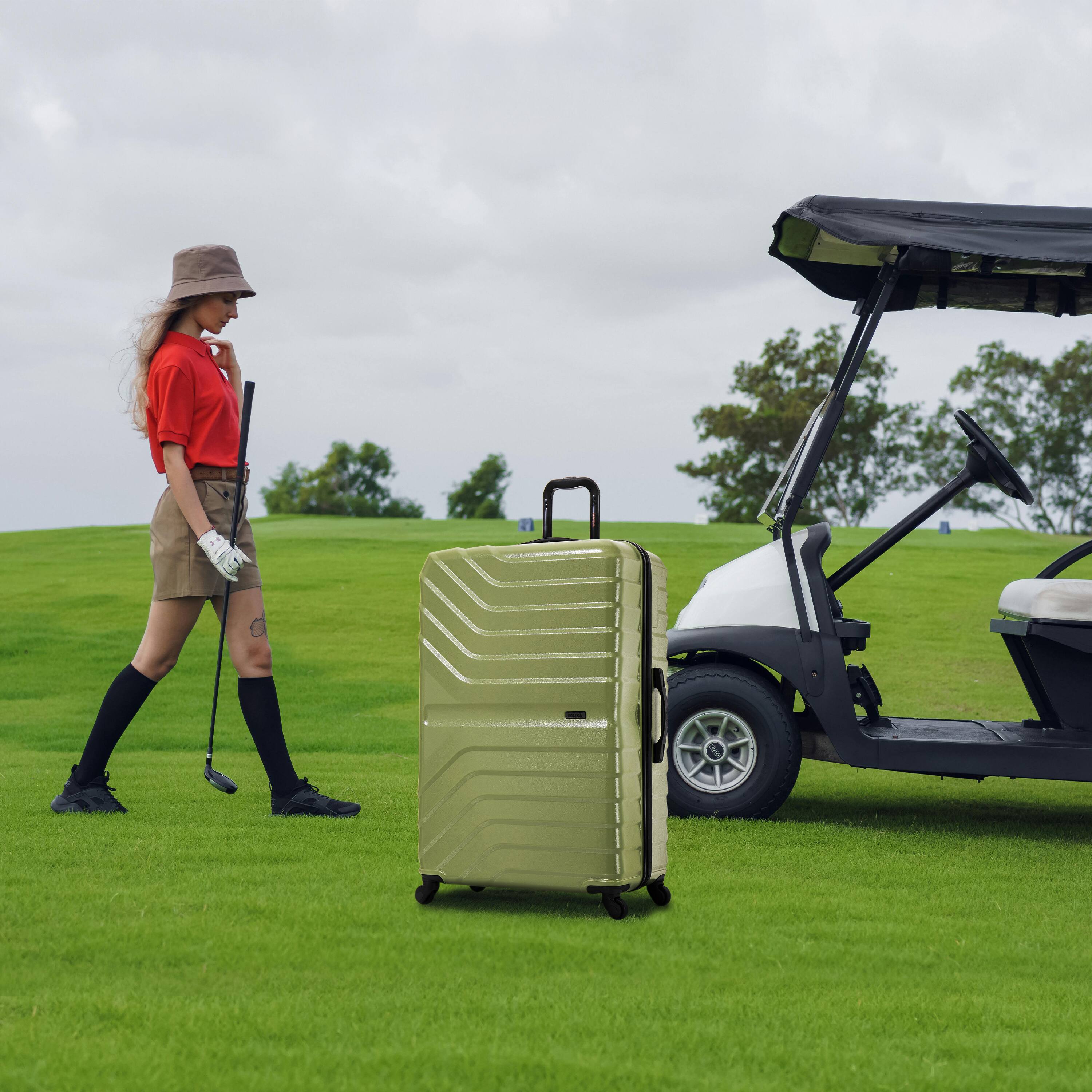 Back. InUSA - Aurum lightweight hardside spinner luggage 28" - GREEN.