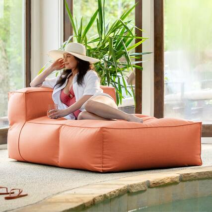 Front. Jaxx - Baya Outdoor Chaise - Luxurious Chaise Sun Lounger for Poolside or Hospitality, Coral - Coral.