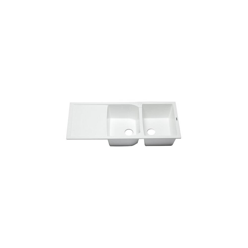 Alt View 2. Alfi - ALFI brand White 46 Double Bowl Granite Composite Kitchen Sink with Drainboard - White.