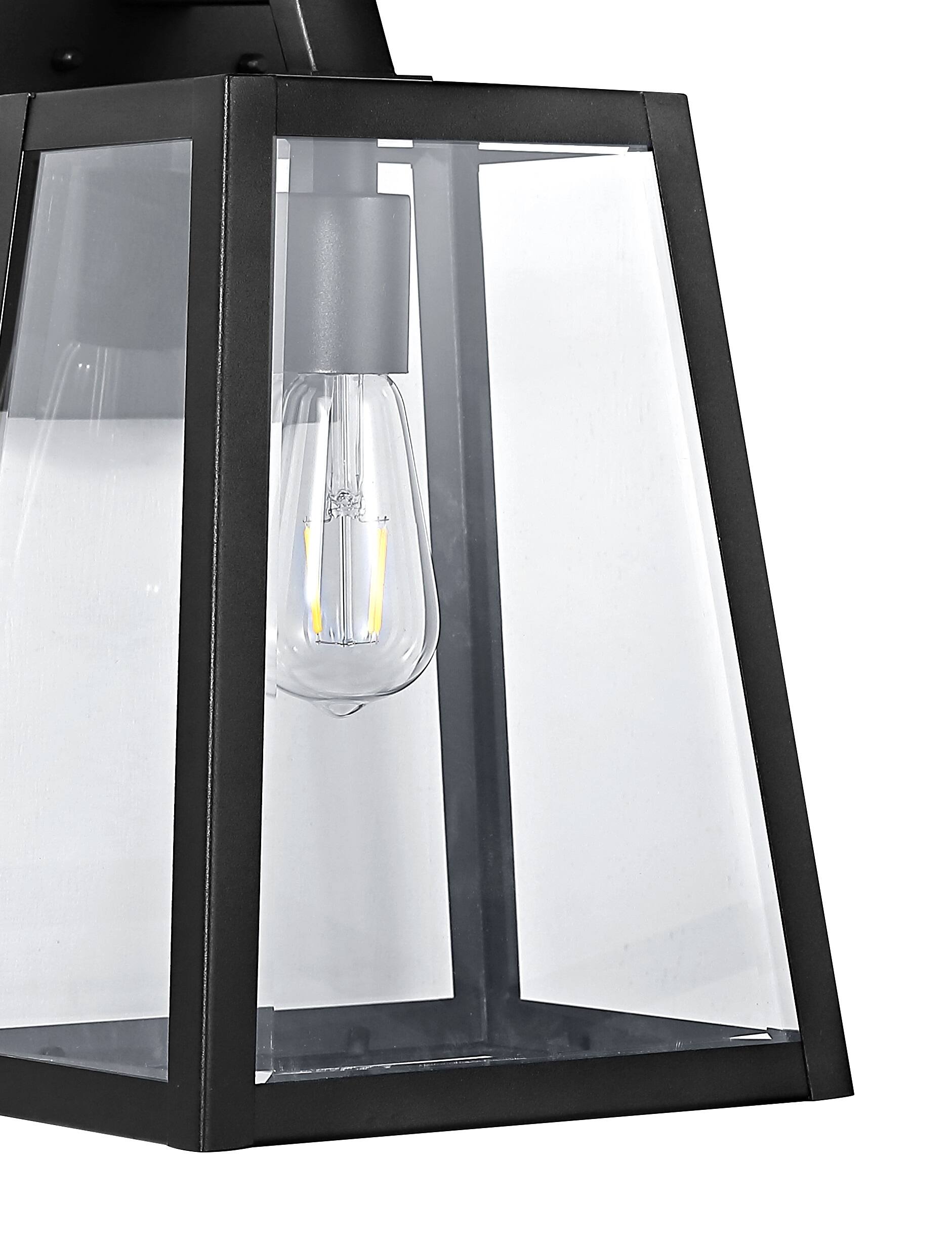 Alt View 4. Jonathan Y - Pasadena 9" Iron/Glass Modern Industrial Angled LED Outdoor Sconce, Black - Black.