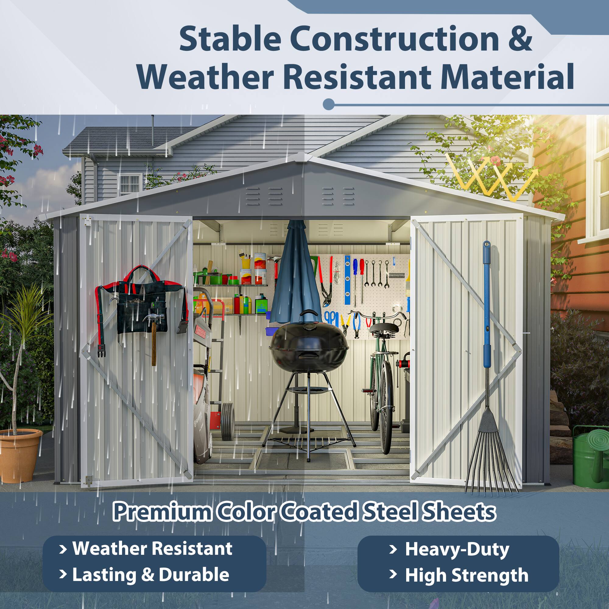 Stable Construction & Weather Resistant Material

Premium Color Coated Steel Sheets
- Weather Resistant
- Lasting & Durable
- Heavy-Duty
- High Strength