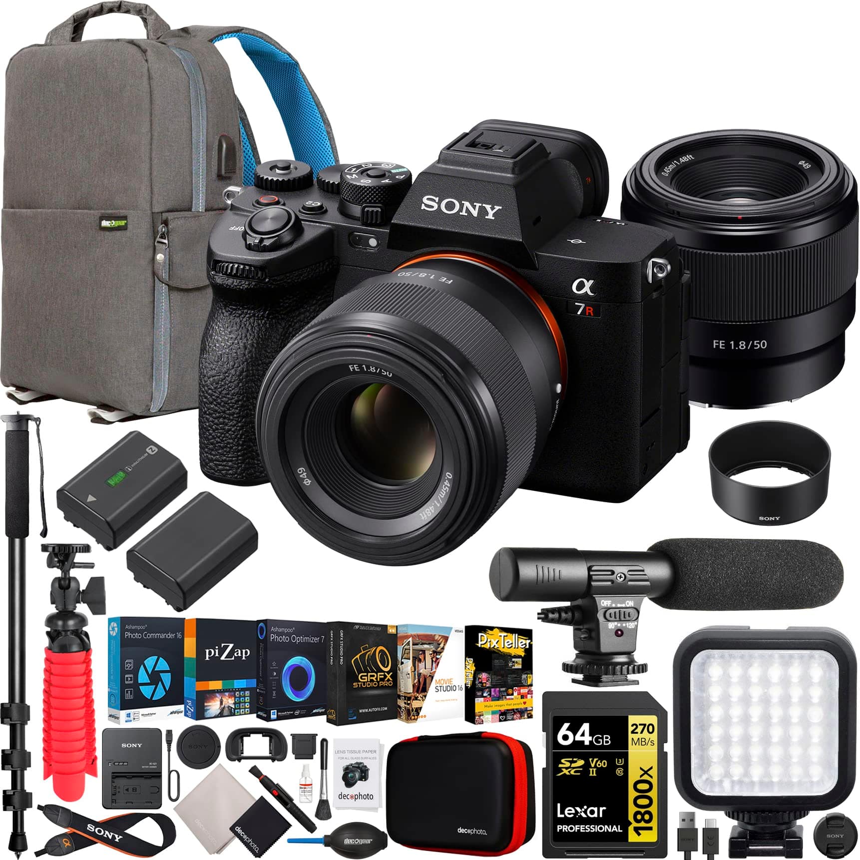 Bundle - Sony - a7R V Full Frame Mirrorless Camera + FE 50mm F1.8 Lens Kit SEL50F18F