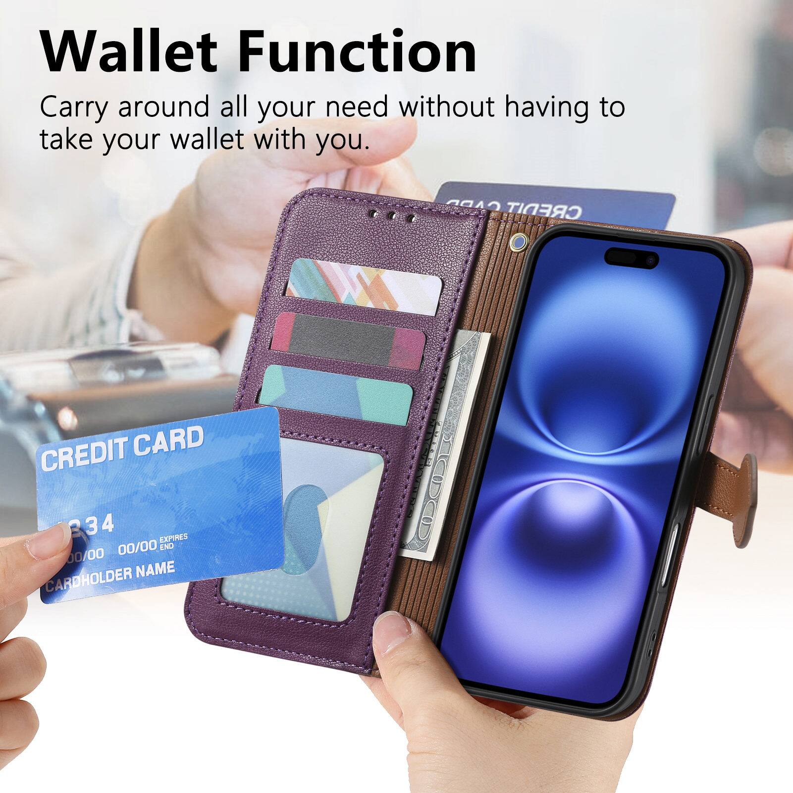 Wallet Function  
Carry around all your need without having to take your wallet with you.  

CREDIT CARD  
234 4  
EXPIRES 00/00  
END 00/00  
CARDHOLDER NAME
