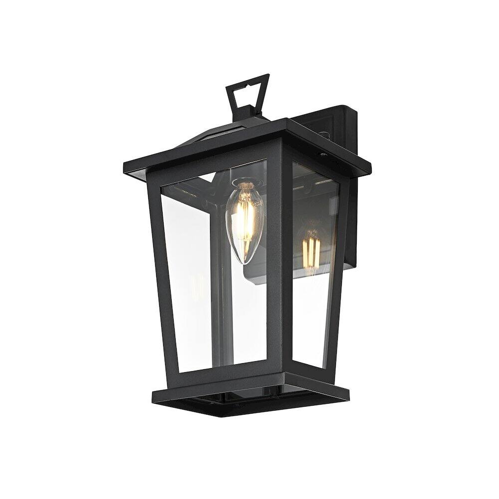 Left. Elegant Lighting - Berks 7 inch Outdoor Pendant in Black - Black.