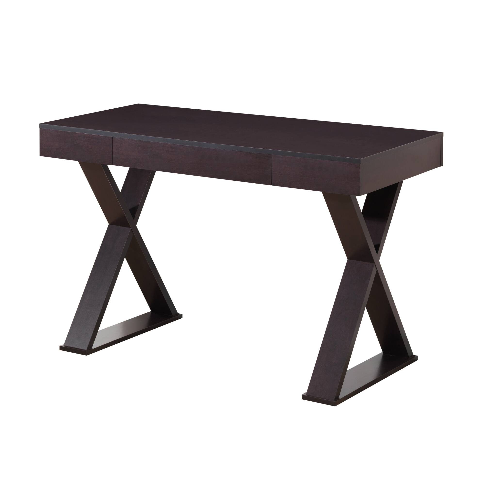 Alt View 1. GOODSILO - Modern Writing Desk with Storage Drawer and Sturdy X-Shaped Legs for Home Office - Espresso.