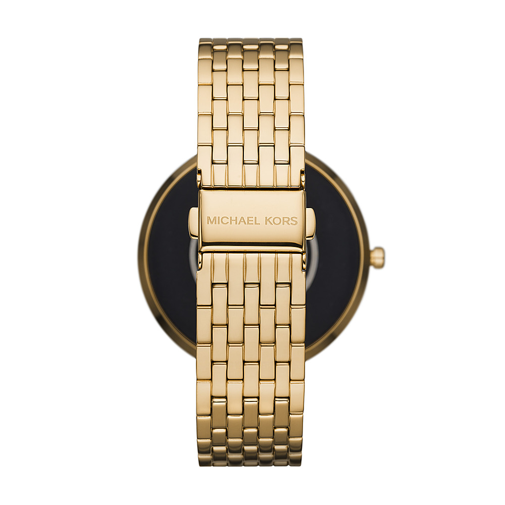 Back View: Michael Kors - Darci Gen 5E Smartwatch 43mm - Gold-Tone Stainless Steel