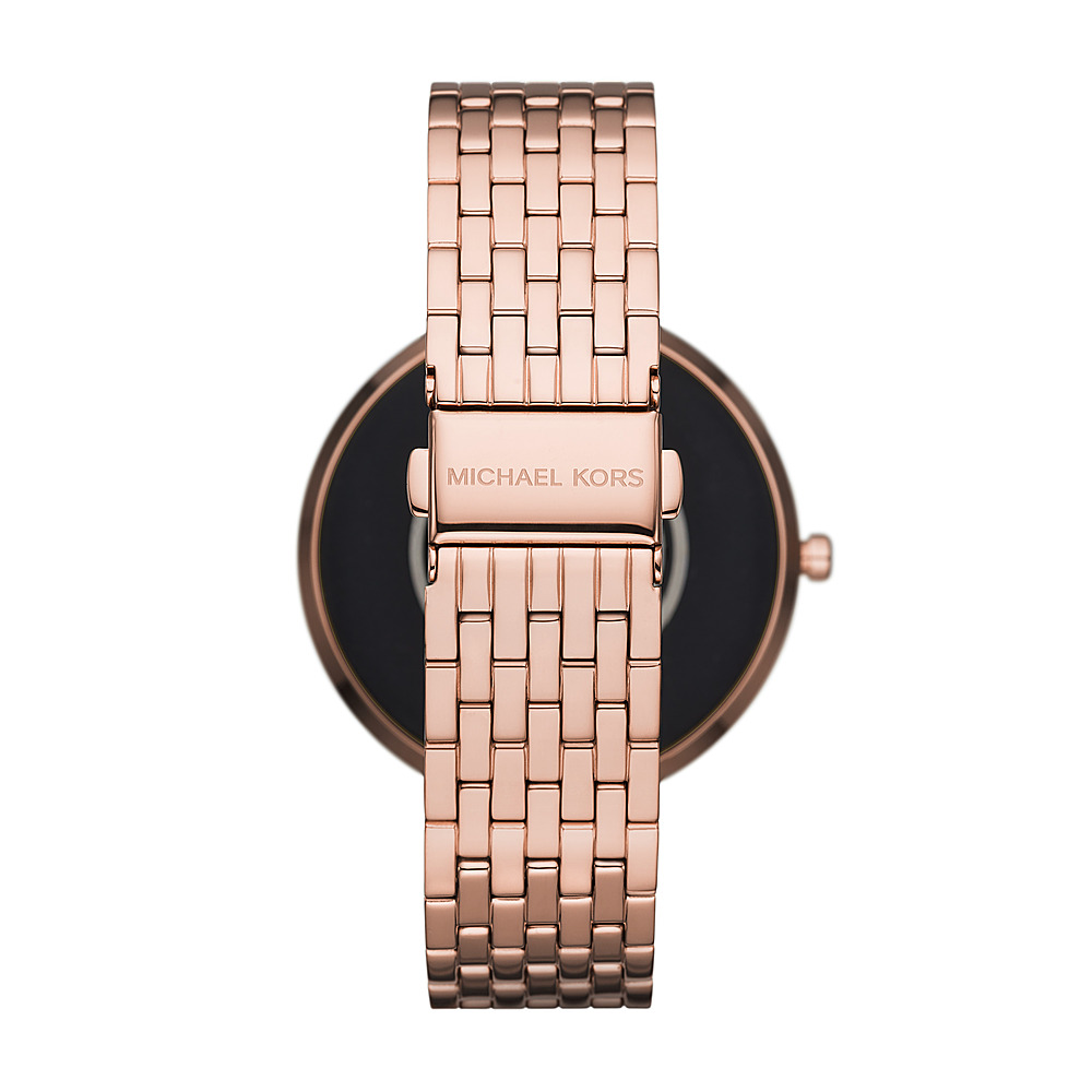 Back View: Michael Kors - Darci Gen 5E Smartwatch 43mm - Rose Gold-Tone Stainless Steel
