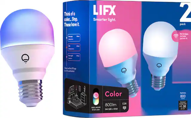 Front. LIFX - E26 Edison Screw (2-Pack) - Color.