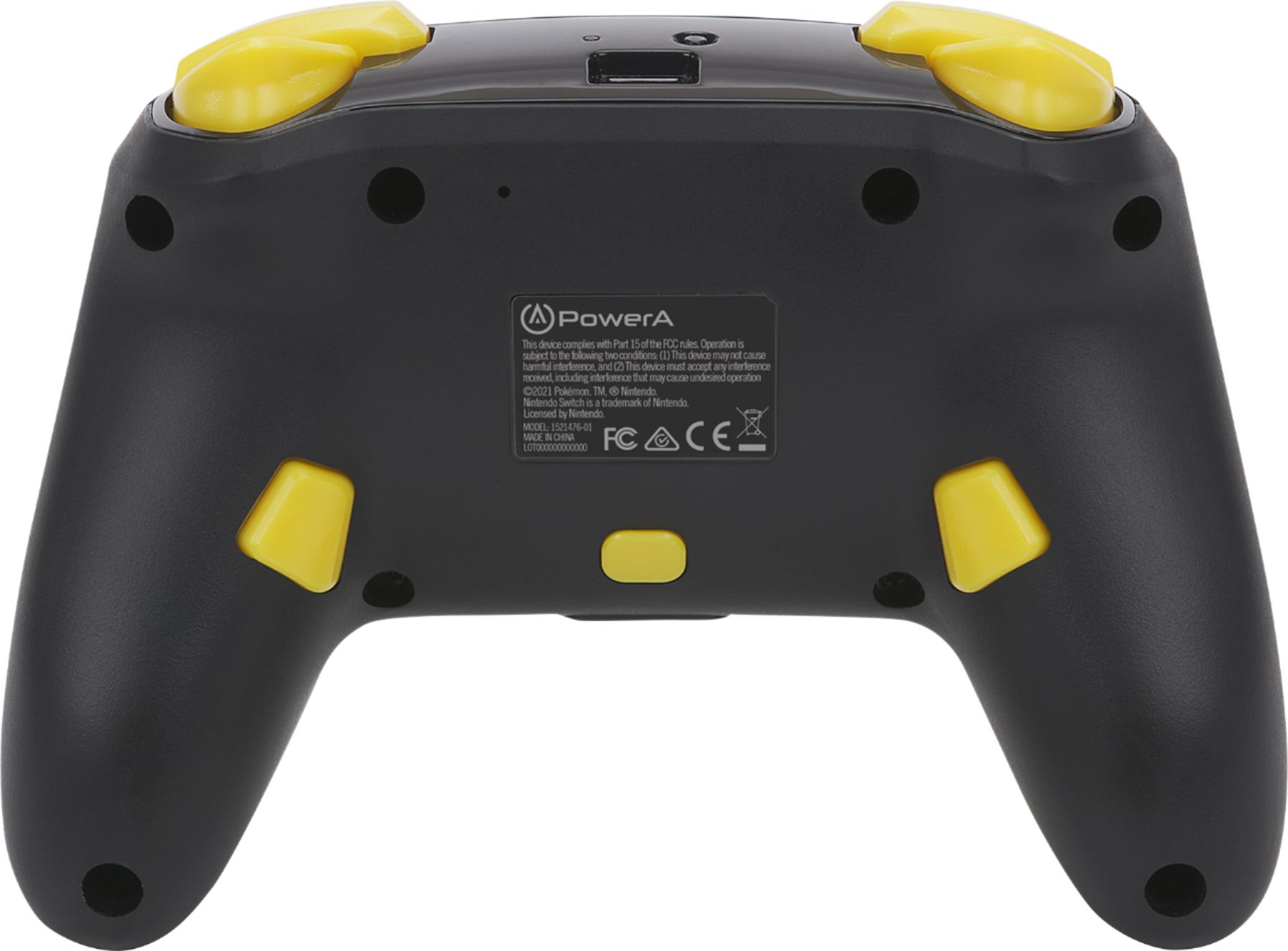Back View: PowerA Enhanced Wireless Controller for Nintendo Switch - Pikachu 025
