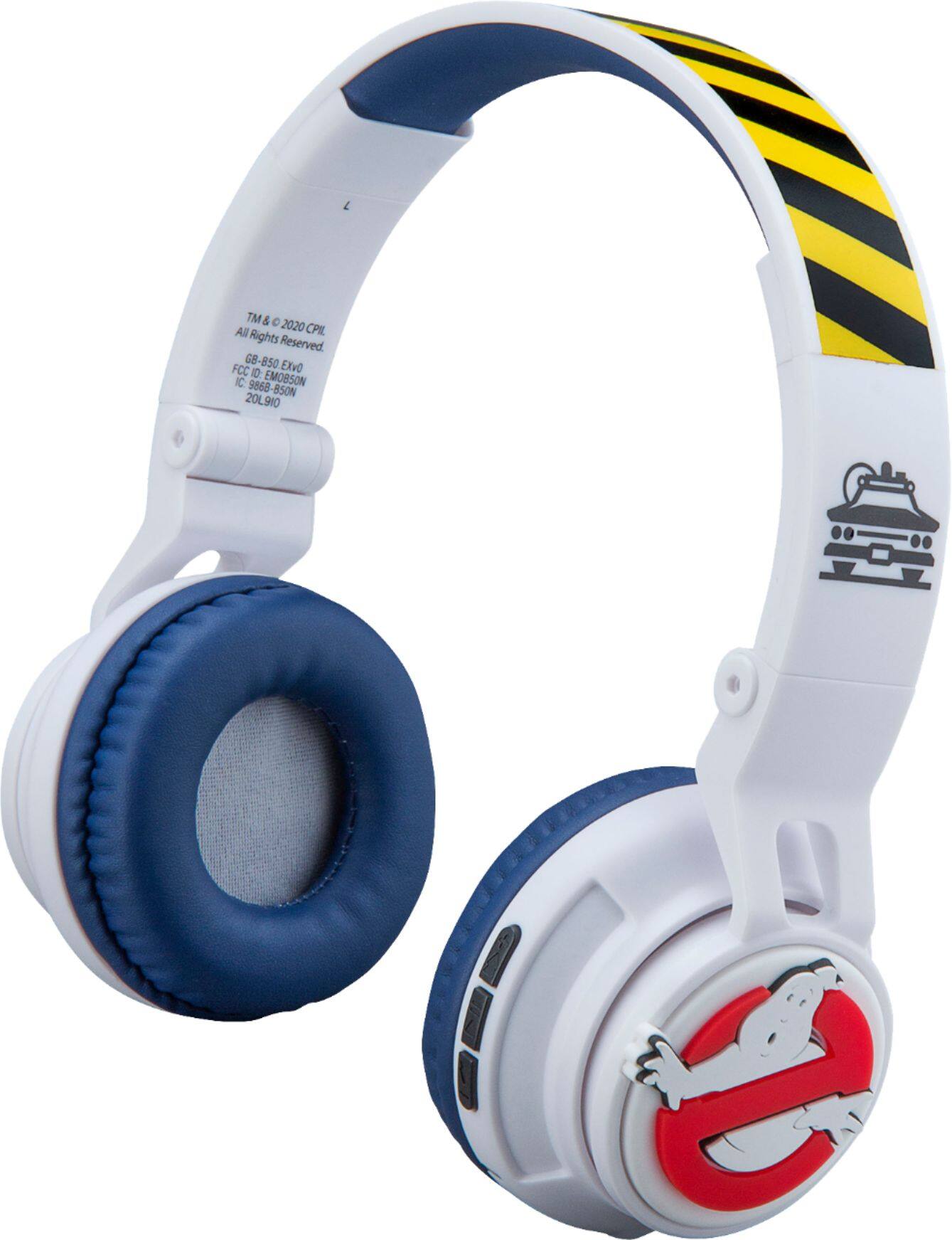 Left View: KIDdesigns - Ghostbusters Bluetooth Wireless Headphones - white