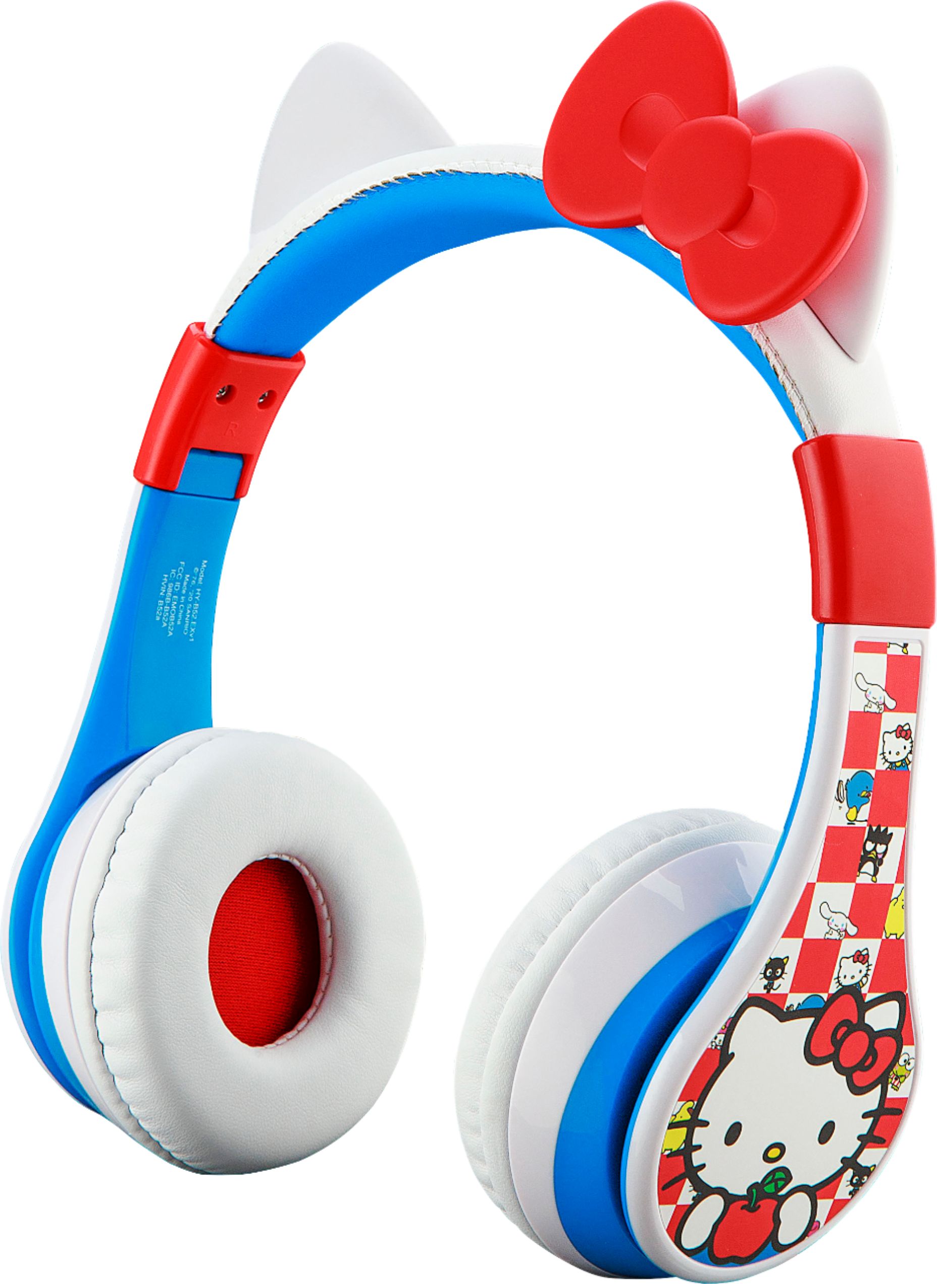 Left View: ekids Hello Kitty Bluetooth Headphones for Kids, Wireless Headphones with Microphone