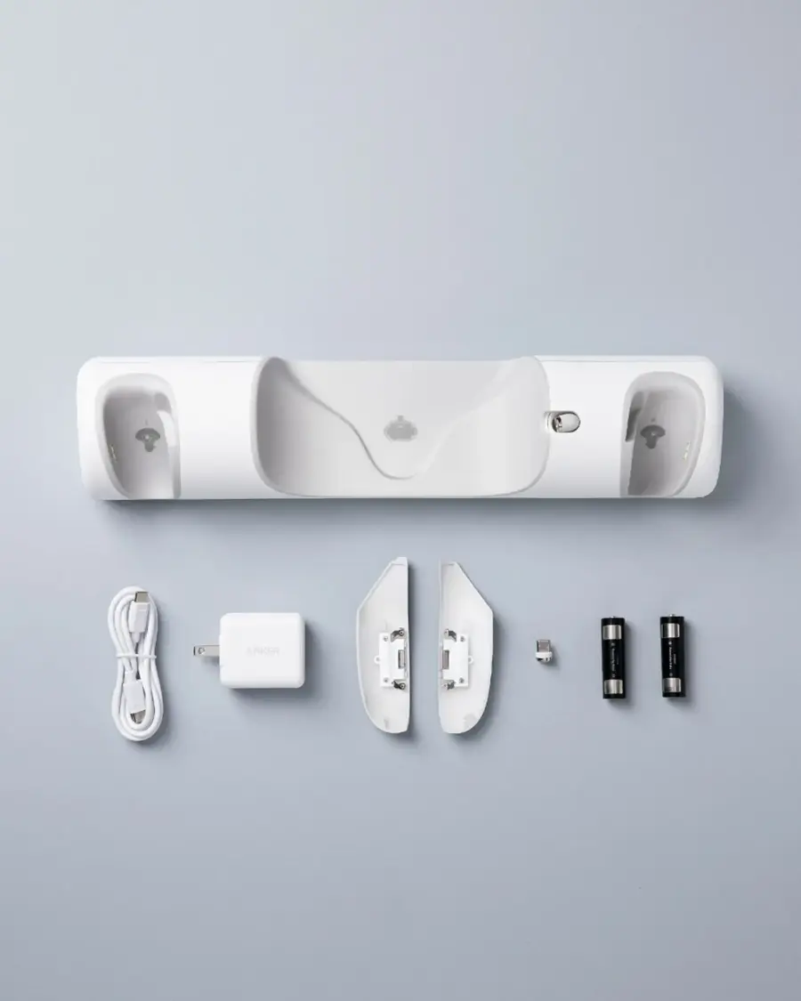Alt View 16. Anker - Charging Dock with Rechargeable Batteries for Meta Quest 2 VR Headset and Controllers - White.