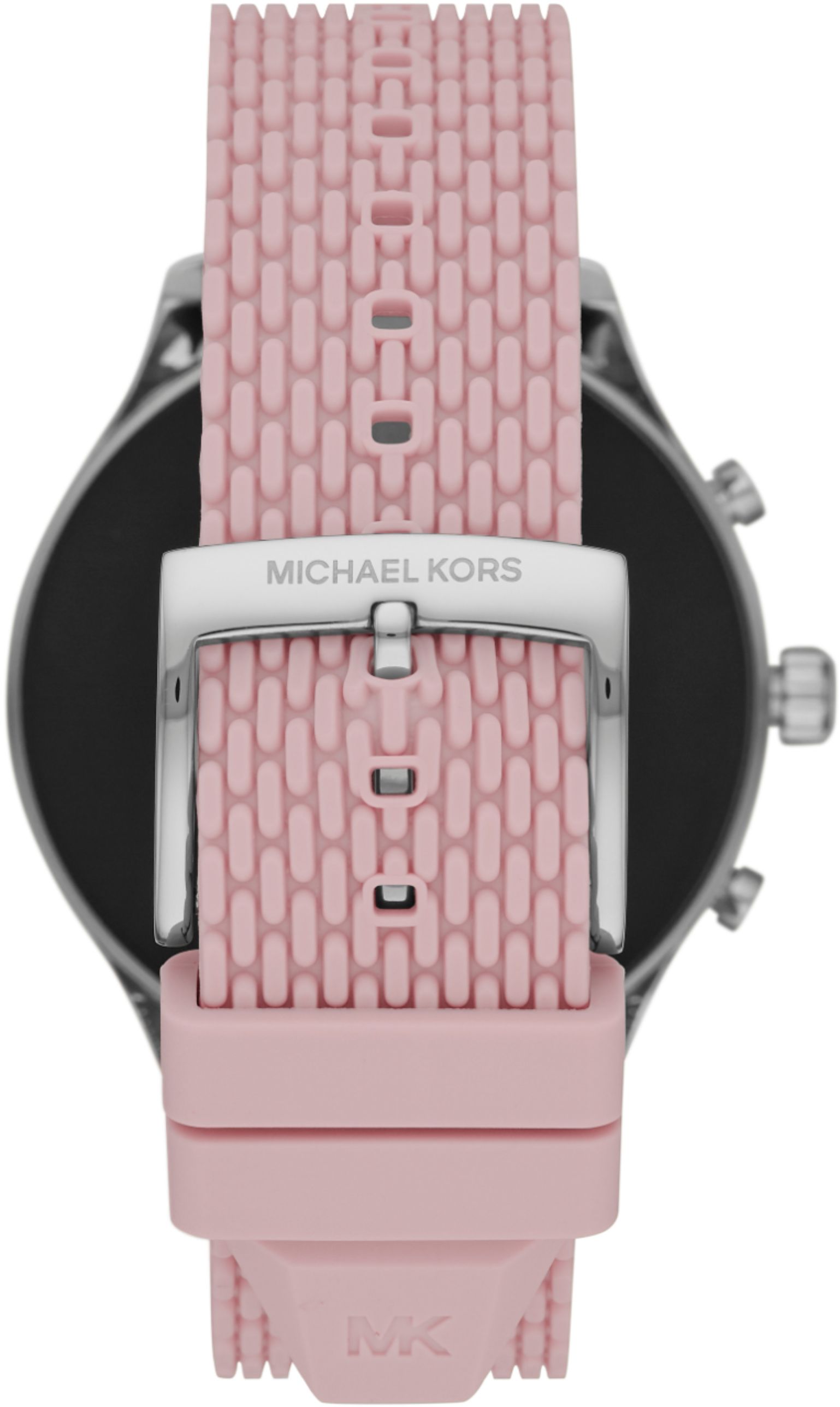 Back View: Michael Kors Black Silicone 38/40mm Apple Watch® Band - Black